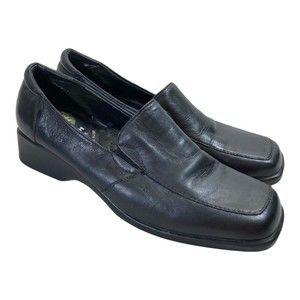 Earth Shoe Womens 8.5M Loafer Gelron 2000 Hemet Black Leather Slip On Loafers